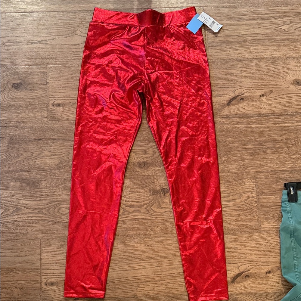 Red Metallic Leggings